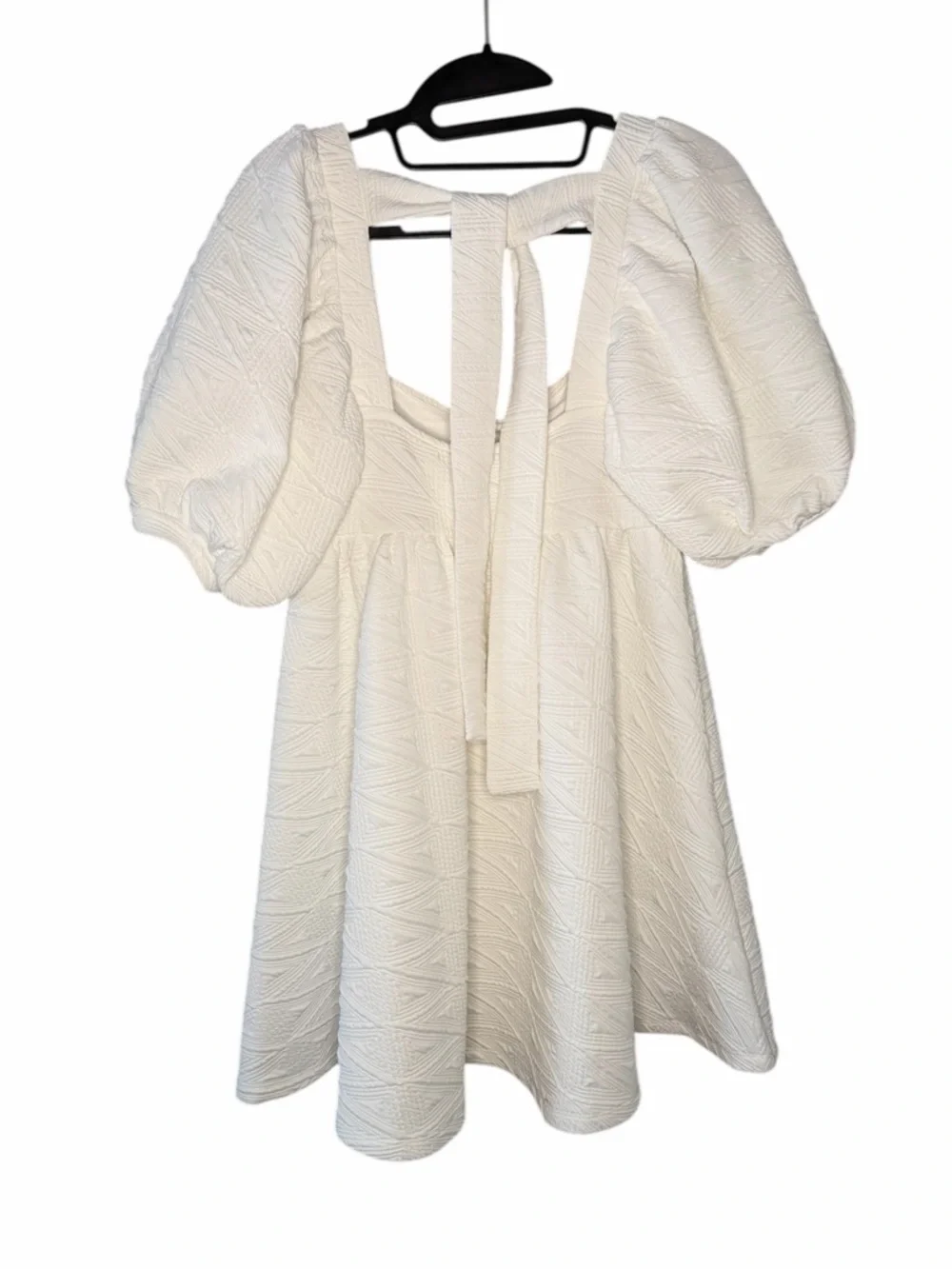 Free‎ People Violet Textured Puff-Sleeve Tie Back Mini Dress